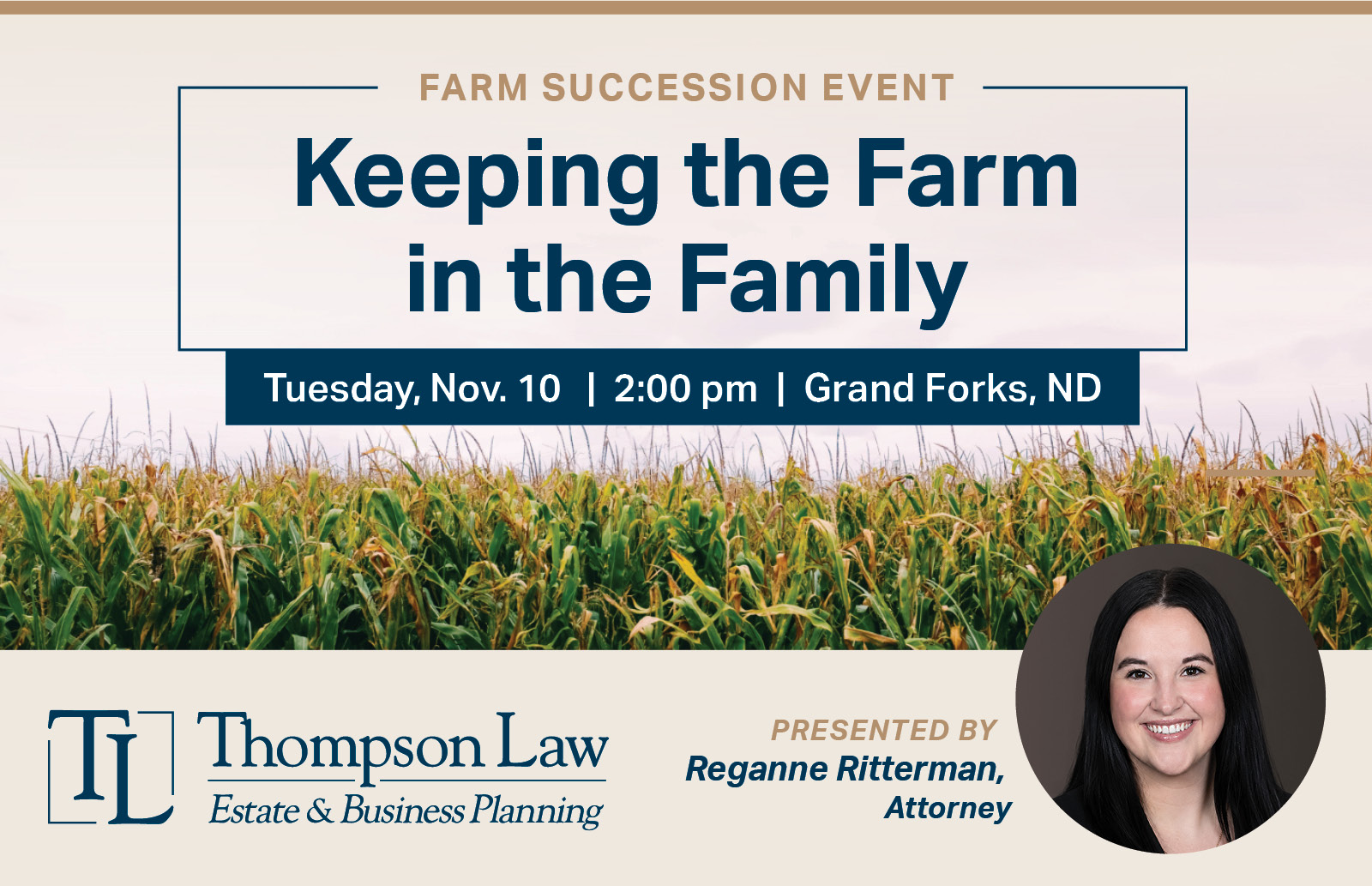 keeping the farm in the family farm succession webinar graphic by thompson law grand forks